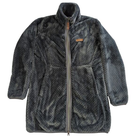 Columbia Sportswear Gray Fuzzy Fleece Jacket Full Zip Plush Coat Women’s S - Picture 1 of 12